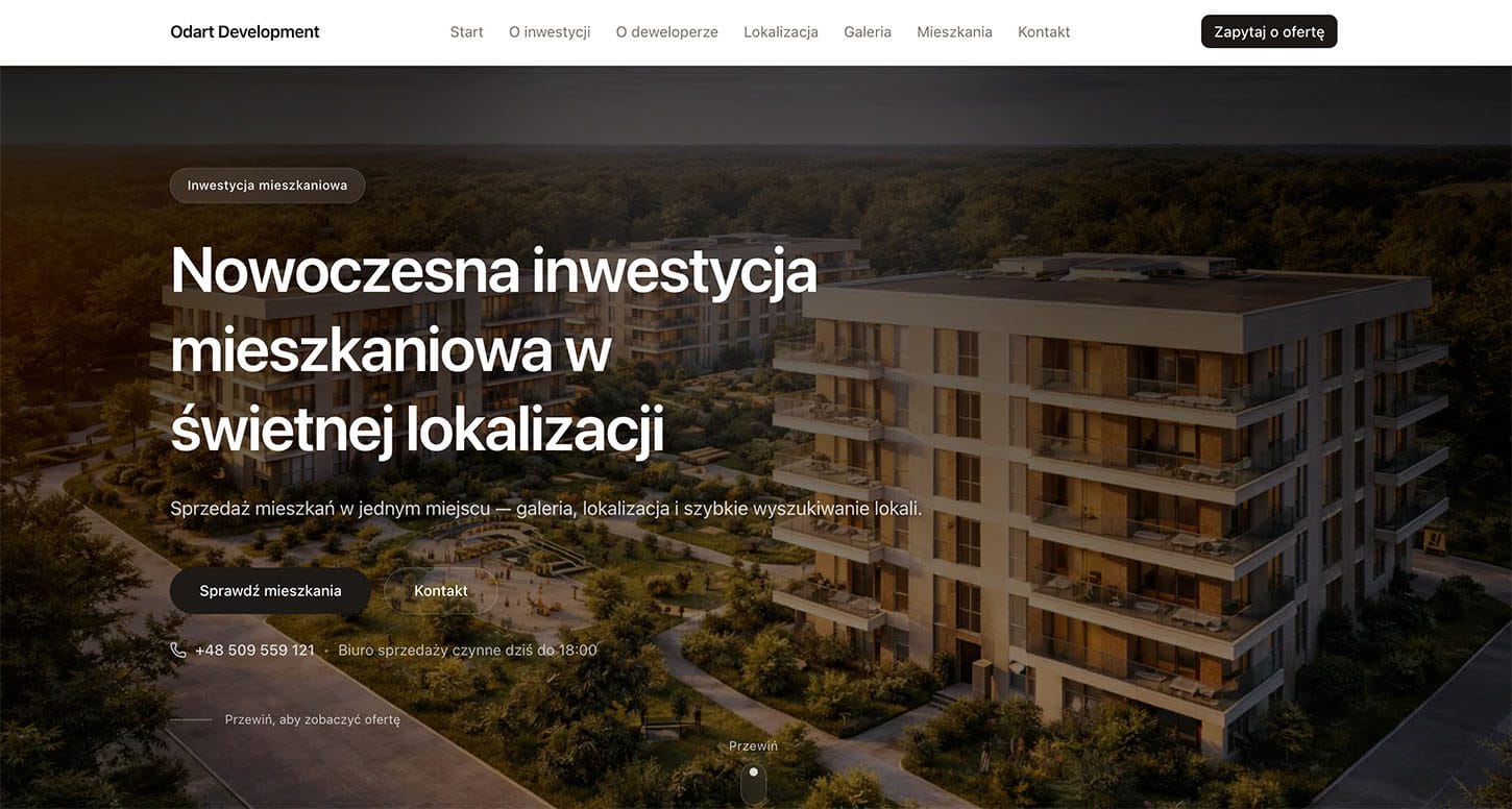 Platforma sprzedaży mieszkań – Strona dla Dewelopera